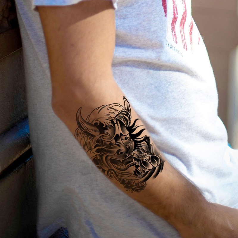 6 Pcs Hannya Tattoo Sticker Arm Tattoo Sticker Waterproof Long