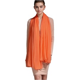 Prettystern XXL Silk Scarf Silk Scarf Stole Plain Colour Sarong Pareo for Evening Dress and Holiday, A13 Orange