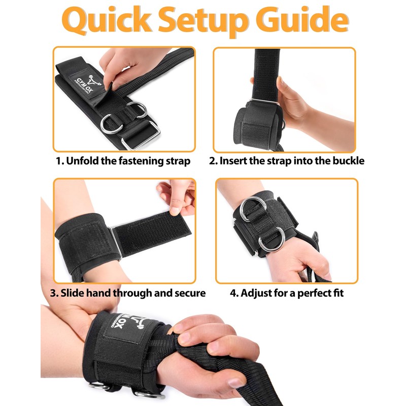 2-in-1 Weight Lifting Straps with D Ring, 7mm Neoprene Padded
