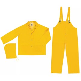 MCR Safety 2003L Classic 3-Piece Rainwear Suit Large Yellow Polyester/PVC Detach