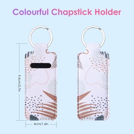 Gerkia Two-piece Chapstick Holder KeyChain，Cute Leather Women and Men Lip Balm Holder Lipstick Key Chain.