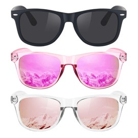 MEETSUN Polarized Sunglasses for Women Men Classic Retro Sun Glasses for Driving UV400 (3 Pack) Black Purple Pink Mirrored