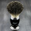 Mens Black Badger Hair Shaving Brush Black Metal