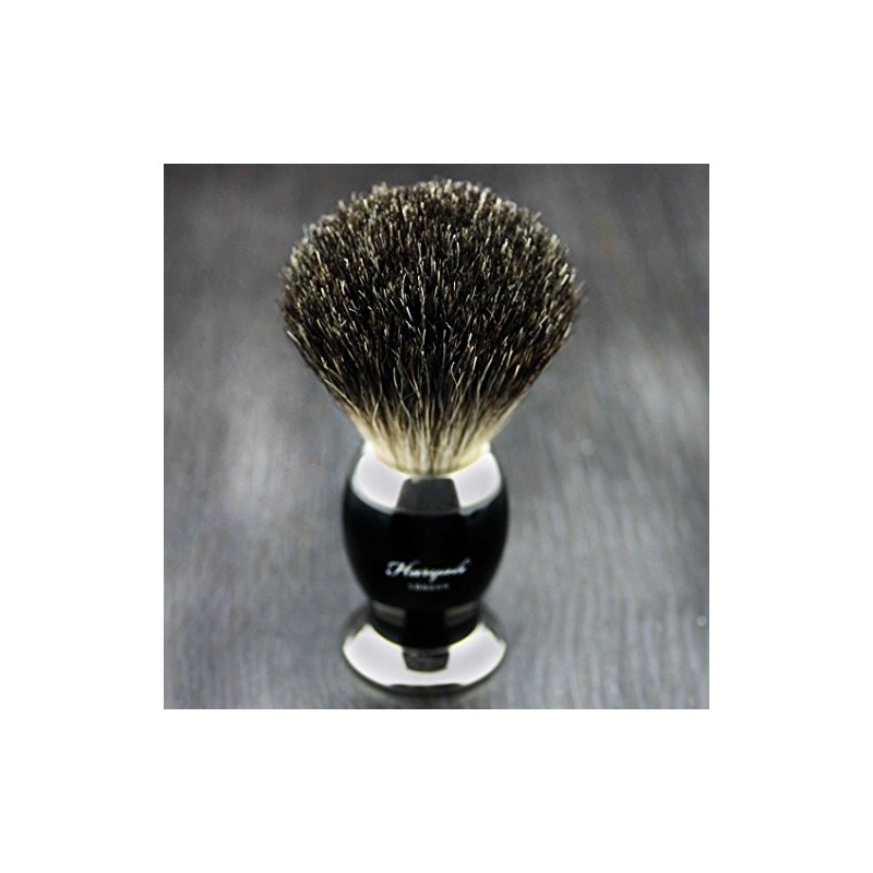 Mens Black Badger Hair Shaving Brush Black Metal