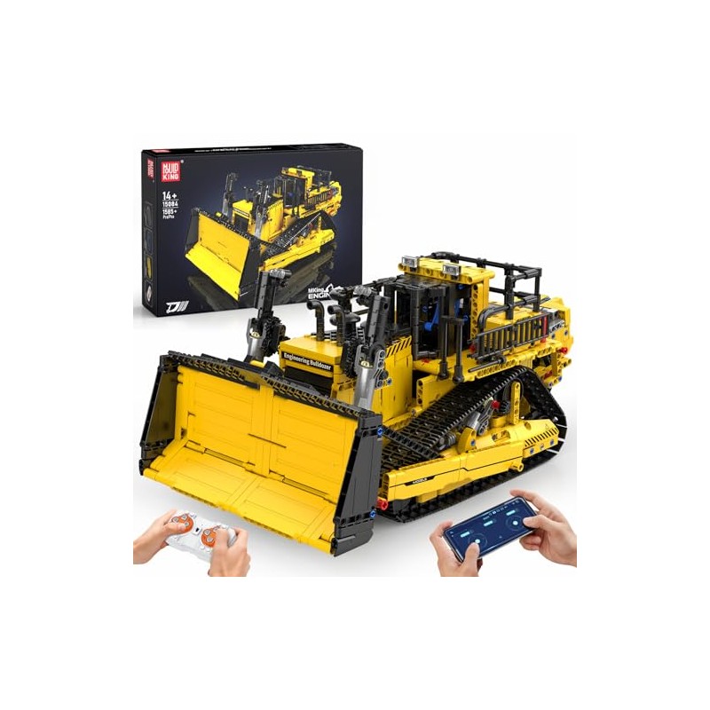 Mould King 15084 Construction Bulldozer Kit, 1508-Piece Engineering Vehicle Model