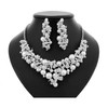 Bouquet Faux Pearl White Austrian Rhinestone Bib Necklace Earrings Set