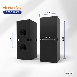 CNZG PNEU 1/4 NPT Air Compressor Manifold, Line Hose Splitter 2 way 4 port Pneumatic Manifold Air Distribution Block with Accessories