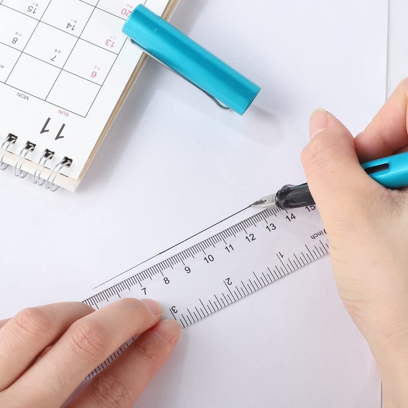 Pack of 6 15 cm Plastic Ruler, Transparent Ruler with