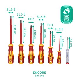 VDE Screwdriver Set 7pcs incl. Voltage Detector and Wall Holder from WIESEMANN 1893 | Slotted & PH I 81123