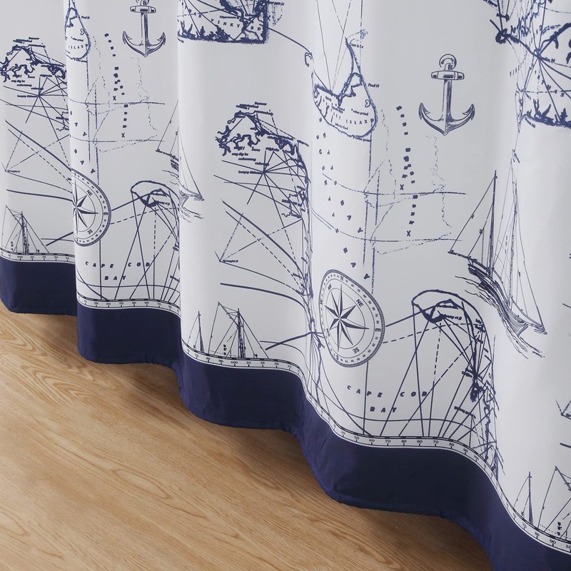 D DS CURTAIN Aviation Ocean Waterproof Poleyster Fabric Navy Printed