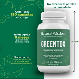 NW Greentox con Vinagre de Manzana Jengibre Nopal Apio Probioticos 180 Capsulas | Aporta Fibra Antioxidante Digestion | Gluten Free Soya Free Lacteos 