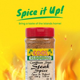 Cool Runnings USA Caribbean Style Steak Spice Seasoning 330g - Bold and Peppery Blend for Grilling, Roasting, and Pan-Frying Steaks and Meats