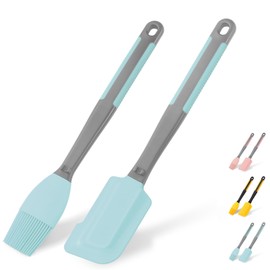 Silicone Basting Brush Silicone Spatula - Extra Long Basting Brush+Spatula Silicone Heat Resistant,for Baking Scraping Mixing BBQ Grill Kitchen Cooking Spread Oil Butter Sauce (Blue Brush+Spatula)