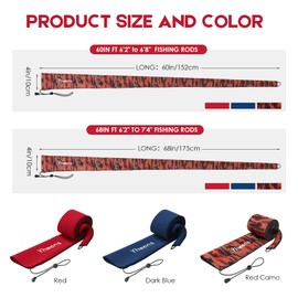 Yhwens Neoprene Fishing Rod Sleeve Rod Socks for Fishing Poles Sleeve Rod Cover Rod Protector for Casting Spinning Trolling Fishing Rod Storage Durable(60” Red Camo 2Packs)