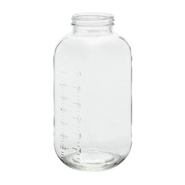 Crystal Country Glass Milk Bottle 32 Ounces | With 2 Extra Leak Free Lids, Measuring Marks, Vintage Jugs, Set of 2, Made in USA