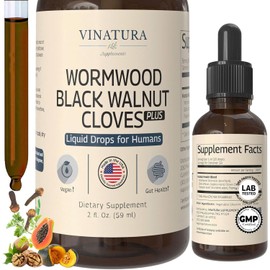 Wormwood Black Walnut Clove Liquid Drops – Digestive & Gut Health Support with Papaya Leaf & Pumpkin Seed, Herbal Supplement, 2 fl oz