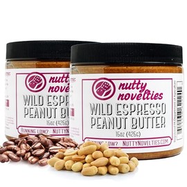 Nutty Novelties Espresso Coffee Peanut Butter - High Protein, Low Sugar Healthy Peanut Butter - All-Natural Peanuts Free of Cholesterol, Preservatives & Salt - 2 x 15 Ounces