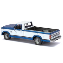 DCD Model Kit 1982 Ford F-150 Pickup Truck in Blue and White Moderate Difficulty Steel Model by Metal Earth