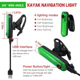 4 LED Navigation Lights Kit for Boat Kayak, Stern Ligths Battery, Marine Safety Lights, 2 Navigation Lights, 2 Stern Lights, 4 USB Charging Cable, Safety Whistle and Waterproof Tape by BLUE ELF