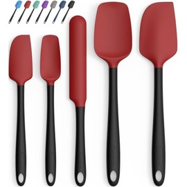Coukre Juego de 5 espátulas de silicona, resistentes a altas temperaturas, silicona de grado alimenticio, aptas para lavavajillas, para hornear, cocin
