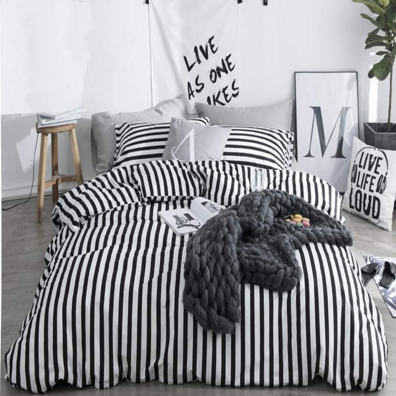 CLOTHKNOW Striped Pillowcases King Black and White Pillow Cases Ticking