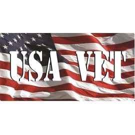 USA Vet On U.S. Flag Photo License Plate
