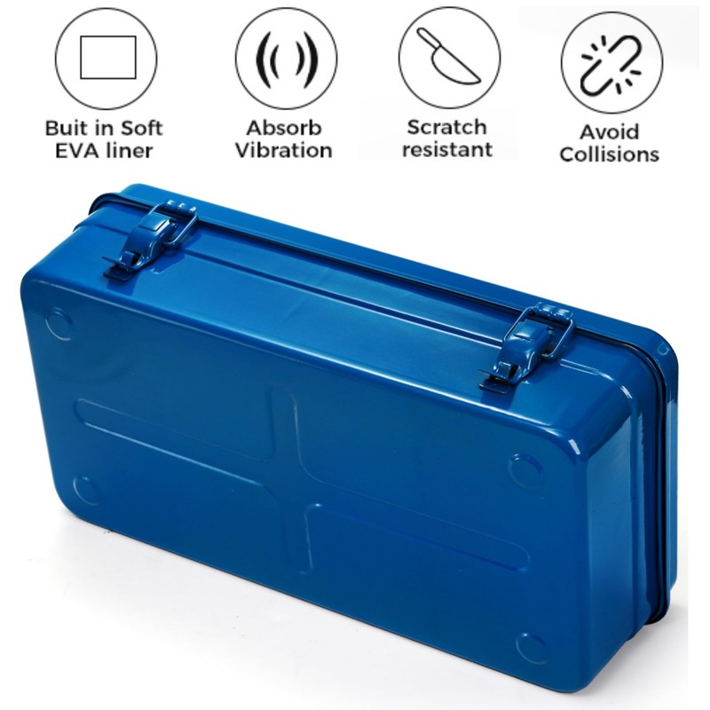 Acshio Portable Steel Tool Box, 16 Inch Metal Tool Organizer