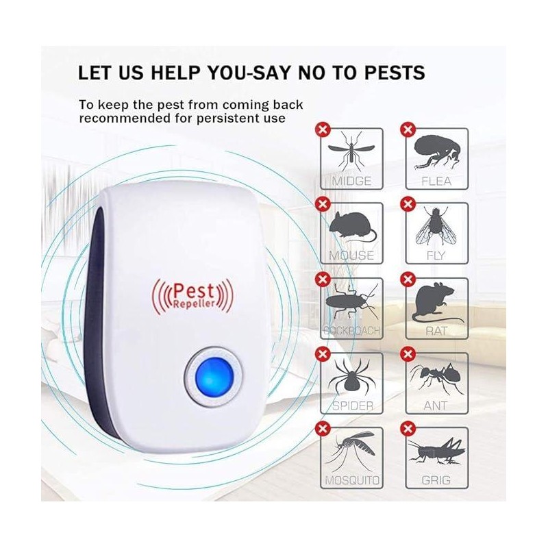 6 Pack Ultrasonic Pest Repeller Plug in Mosquito Repellent Plug