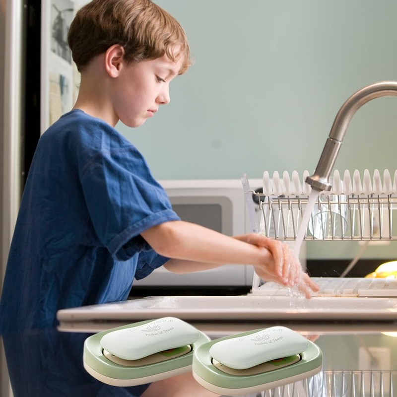 Rhys Pack of 2 Soap Dish, Soap Dish with Drain,