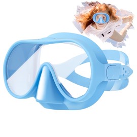 Tyuodna Adult Snorkel Set, Diving Goggles with Snorkel, Oversized Lens, 180° Wide Angle Anti-Fog Snorkeling Set, Macaron Colours Diving Goggles for Snorkelling, Diving (Blue)