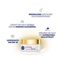 NIVEA Vital Soy Protective Day Cream SPF 30 (50 ml), Firming Formula with Natural Soy Extract, Moisturiser with High Protection for Reduced Wrinkles