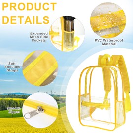 Cholemy 12 Set Bulk Clear Backpack with Pencil Pouch,15.75" Large Transparent Bookbag for School Work Stadium Security(Colorful)