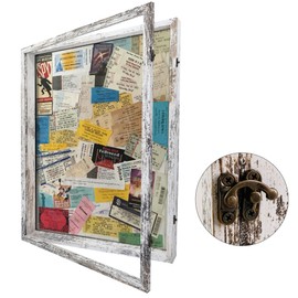 Hodeframe Shadow Box Frame 18x24, Wood Shadow Box Display Case with Glass Window Metal Lock, Memory Box for Memorabilia Awards Medals Photos Black