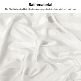 Lirex Set of 2 Satin Cushion Covers 50 x 90 cm with Zip, Soft Like Silk Cushion Covers, Satin Pillowcase Cushion Cover for Hair and Skin, White Stripes