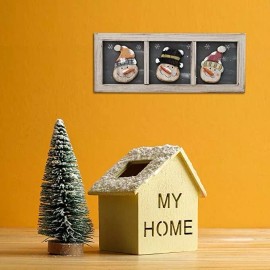 ATT HOME Wood Snowman Wall Decor Hanging Christmas Sign, Rustic Christmas Snowman Decor