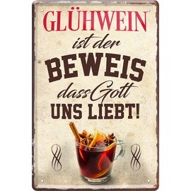 schilderkreis24 Tin Sign Funny Wine Saying "Glühwein" 20 x 30 cm