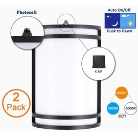 Cloudy Bay Dusk to Dawn LED Outdoor Wall Sconce,3000K /4000K /5000K Adjustable,15W Porch Light,Oil Rubbed Bronze,2 Pack