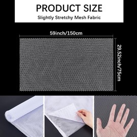 CABODYALS 1.5M 75CM Wide White Mesh Fabric Breathable Sheer Netting Fabrics By The Metre Polyester Needlework Soft Net Cloth for Sewing Making Clothing Accessories Home Decor Shopping Bags Diy Craft