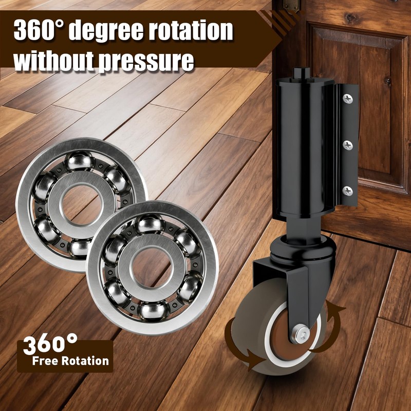 2 Inch Small Gate Wheels for Wooden Gate, Silent Spring-Loaded