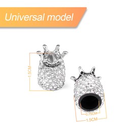 CGEAMDY Pack of 4 Air Valve Caps Car, Crown Crystal Rhinestone Tyre Caps, Tyre Valve Dust Caps, Bling Valve Caps, Handmade Universal Car Accessories (White)