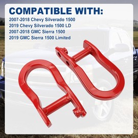 Front Tow Hooks Ring Compatible with 2007-2019 Chevy Silverado GMC Sierra 1500 Front Lower Bumper Trailer Ring Replace 84192871 Red 2Pcs
