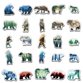 Pack 50 Pcs Funny Animal Grizzly Bear Stickers for Water Bottles Waterproof Laptop Luggage Computer Scrapbooking Teens Adults Girls Boys Aesthetic Sticker Packs Small Vinyl Decals