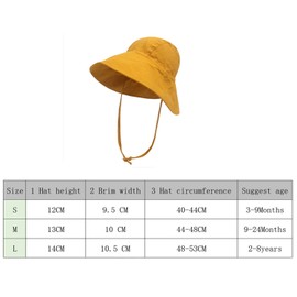 ZEBAN Unisex Child Adjustable Wide Brim Sun Protection Hat UPF 50 Sunhat for Baby Girl Boy Infant Kids Toddler Kids Fisherman Hat Sun Protection Age 1-4 (Yellow, M)