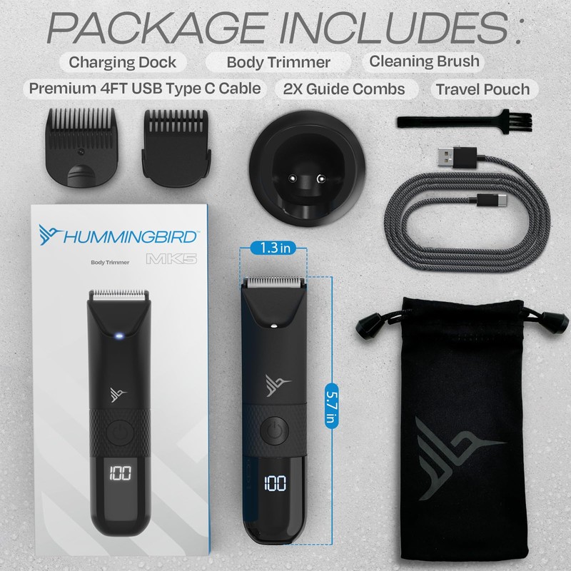 HUMMINGBIRD MK5 Pubic Hair Trimmer for Men – Ceramic Blade,
