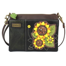 CHALA LaserCut Mini Crossbody/Purse with Convertible Strap Stylish, Compact, Versatile, Sunflower - Black, One Size
