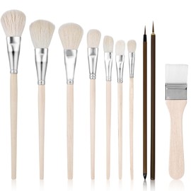10 Pcs Acrylic Painting Brushes Mop Brush for Acrylic Painting, Mop Brush Paintbrushes for Acrylic Paint, Oil Painting Brushes, Professional Paint Brushes for Acrylic Painting for Watercolor Painting
