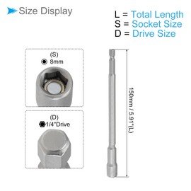 CoCud Magnetic Nut Screwdriver, 8 mm Socket Wrench 1/4 Inch Hex Shank, CR-V Steel Long Hex Shank Wrench - (Applications: for Car Part Repair), Pack of 2