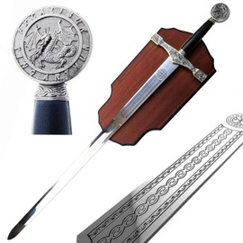 King Arthur Sword in The Stone: Excalibur Sword with Display Plaque. for Collection, Wall Decoration, Cosplay