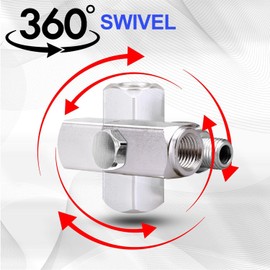 LE LEMATEC Air Compressor Swivel Connector, 360° Swivel Air Hose Fitting, Quick Connect 1/4" NPT Male Adapter & Teflon Tape, Air Fitting for Tools, Sandblaster & HVLP Spray Gun