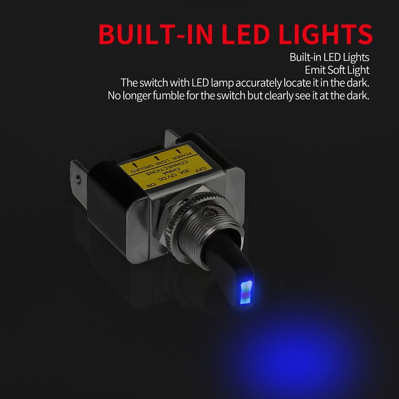 DaierTek 12V Blue LED Lighted Toggle Switch 30 Amp 12